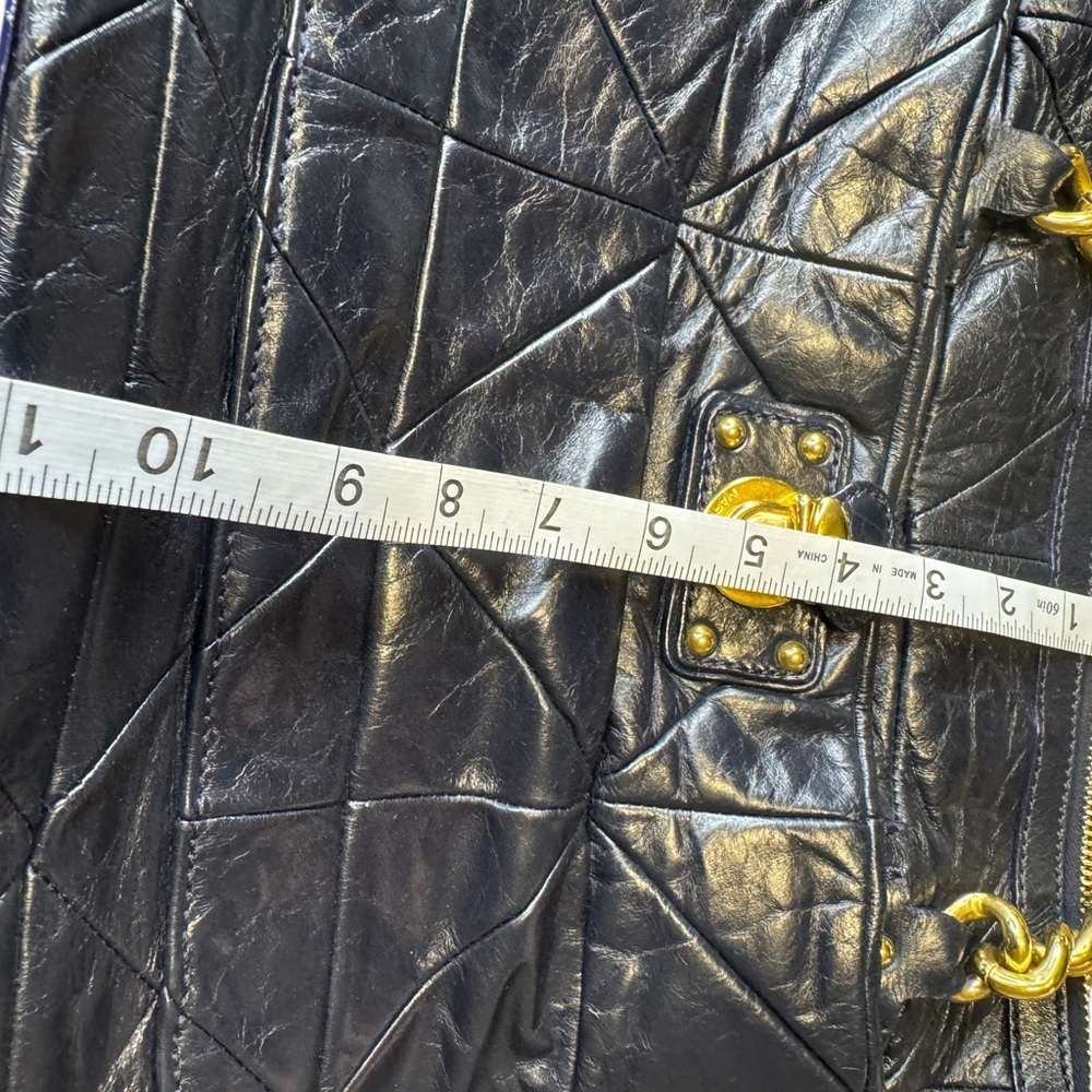 👜‎ Marc Jacobs Patchwork ‘Gennifer’ Navy Leather Chain Shoulder Bag XL Tote 👜 - Picture 15 of 16